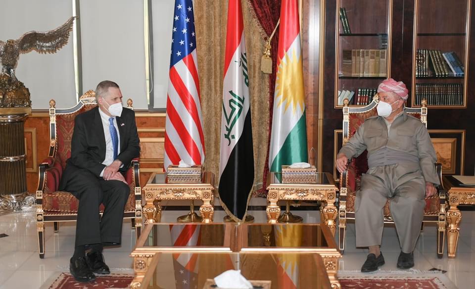 بارزاني وقادة كردستان يناقشون مع السفير الأمريكي أمن العراق والعملية السياسية