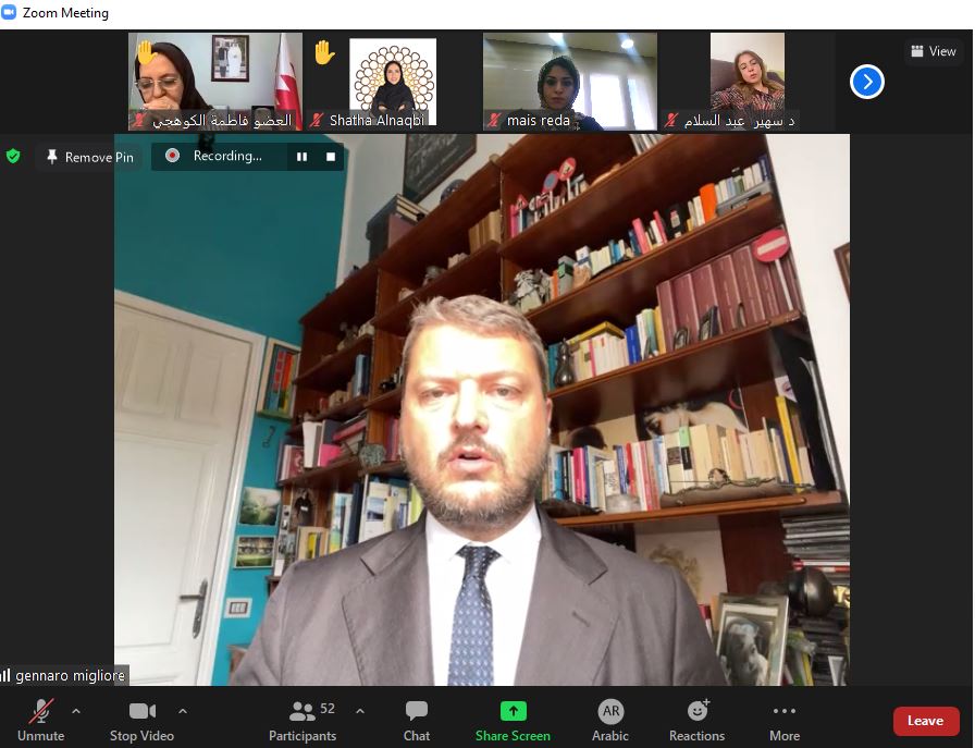 رئيس الجمعية البرلمانية للبحر المتوسط: مبادرات وبرامج البرلمان العربي ستحقق نقلة نوعية في تمكين المرأة ونتطلع لمأسسة التعاون مع البرلمان العربي